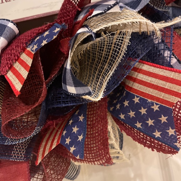Patriotic WREATH “America God She’d His Grace on Thee” Red, White Blue FULL - Picture 5 of 13